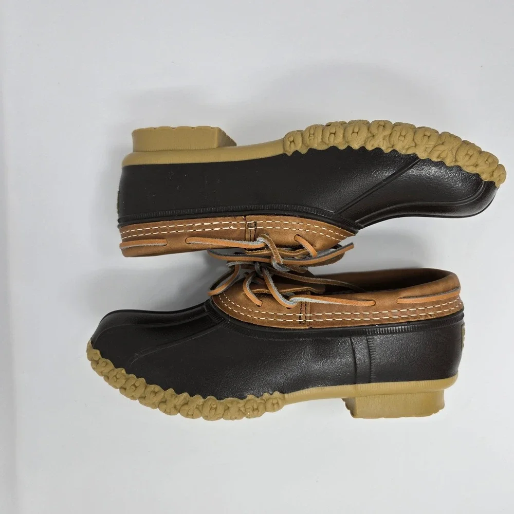 LL Bean Rubber Moc Bean Boots Womens 8 M Brown Tan Low Duck Shoes 175067 USA